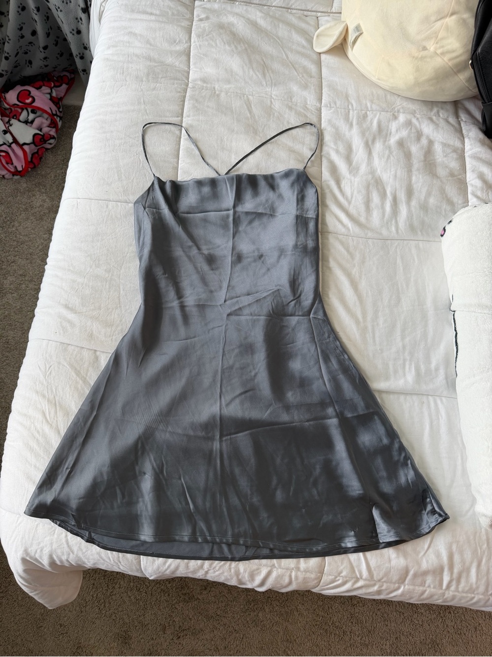 Hollister Silver-Gray Satin Slip Dress